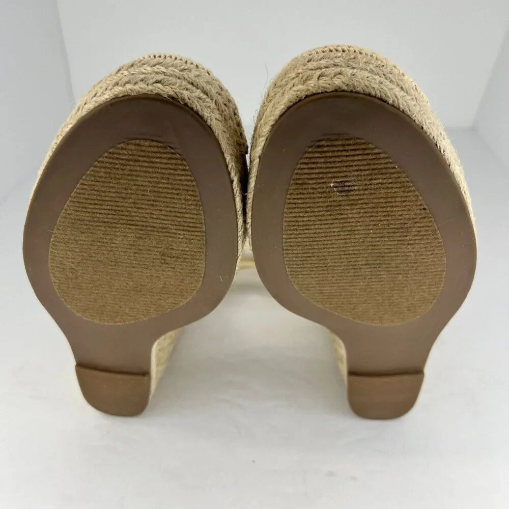 Justfab Womens Lauren Taupe Espadrille Closed Toe Lace Up Wrap Size 10 Sandals